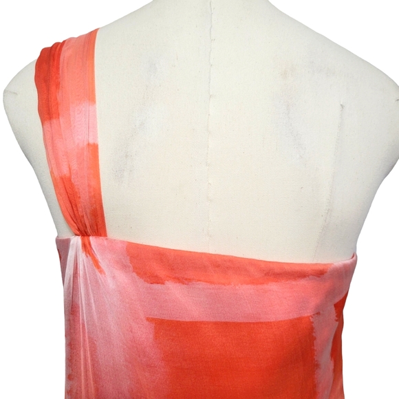 HOAGLUND NEW YORK Orange One-Shoulder Caftan Gown Size 6 - Picture 9 of 12